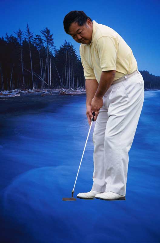 golfer on ocean